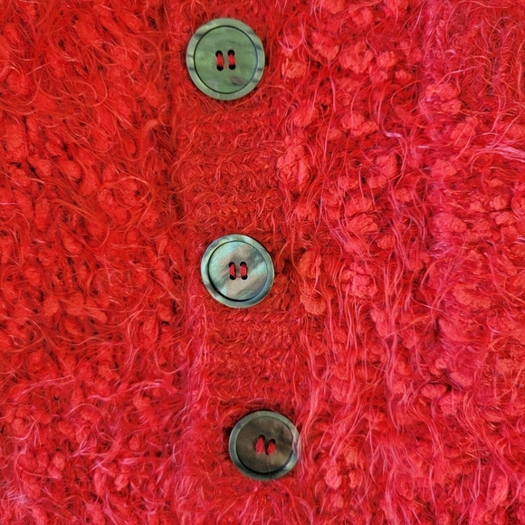 MOTH Anthropologie Red Cardigan Eyelash Sweater Buttons Pockets Soft Size XS - Picture 6 of 11